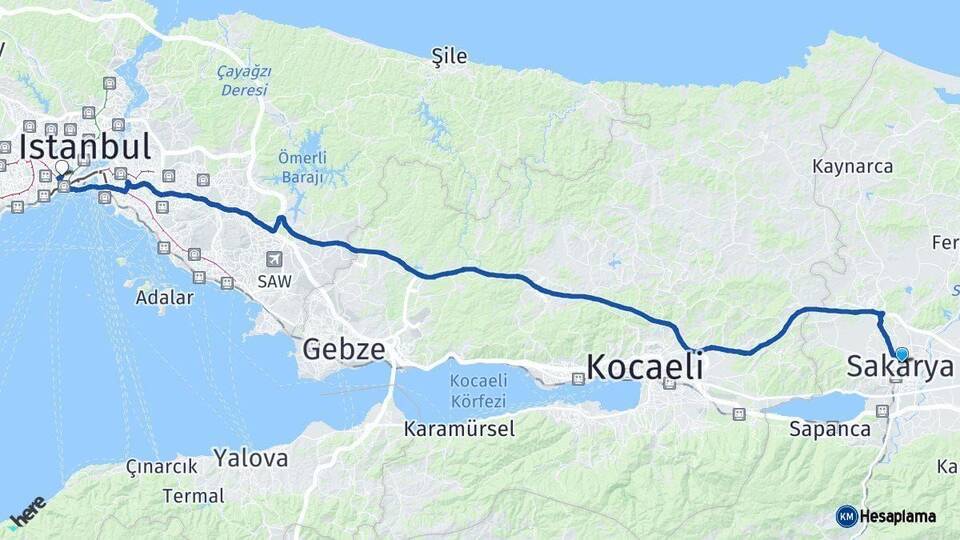 Sakarya Fatih İstanbul Arası Kaç Km - Yol Haritası