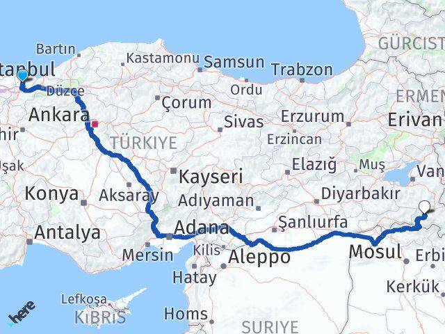 Sakarya Ferizli Hakkari Arası Kaç Km - Yol Haritası