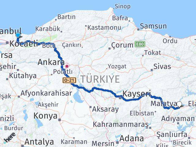 Sakarya Ferizli Malatya Arası Kaç Km - Yol Haritası