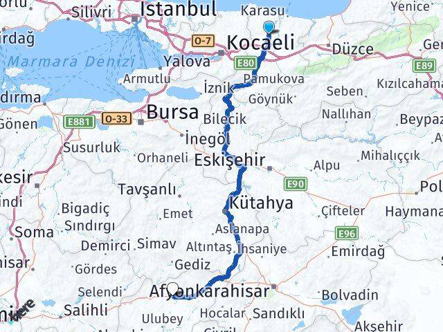 Sakarya Ferizli Uşak Arası Kaç Km - Yol Haritası