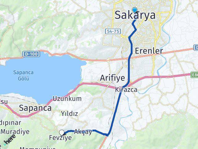 Sakarya Fevziye Sapanca Arası Kaç Km - Yol Haritası