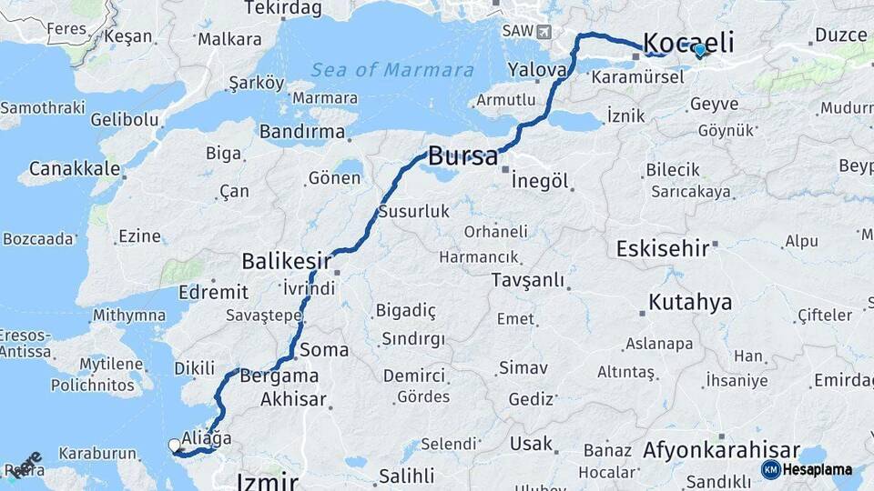 Sakarya Foça İzmir Arası Kaç Km - Yol Haritası