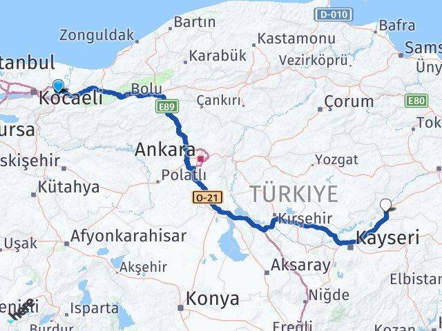 Sakarya Gemerek Sivas Arası Kaç Km - Yol Haritası