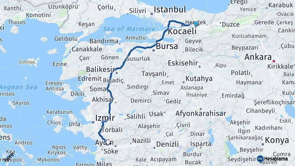 Sakarya Germencik Aydın Arası Kaç Km - Yol Haritası