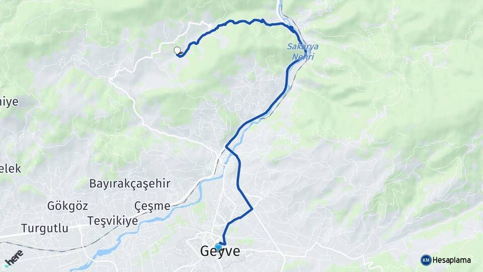 Sakarya Geyve Akıncı Geyve Arası Kaç Km - Yol Haritası