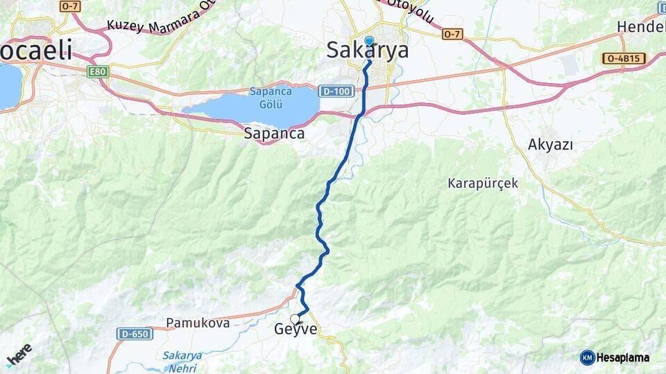 Sakarya Geyve Arası Kaç Km - Yol Haritası