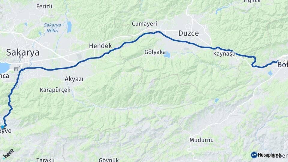 Sakarya Geyve Bolu Arası Kaç Km - Yol Haritası