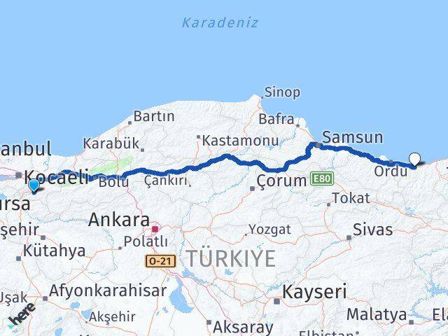 Sakarya Geyve Giresun Arası Kaç Km - Yol Haritası
