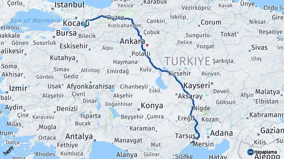 Sakarya Geyve Mersin Arası Kaç Km - Yol Haritası