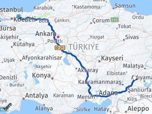 Sakarya Gölbaşı Adıyaman Arası Kaç Km - Yol Haritası