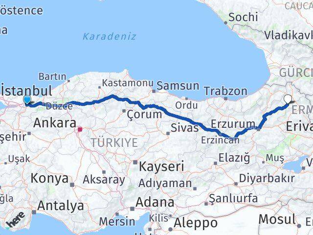 Sakarya Göle Ardahan Arası Kaç Km - Yol Haritası
