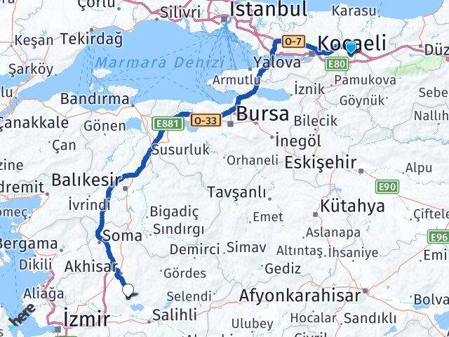 Sakarya Gölmarmara Manisa Arası Kaç Km - Yol Haritası