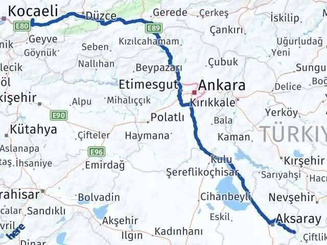 Sakarya Güzelyurt Aksaray Arası Kaç Km - Yol Haritası