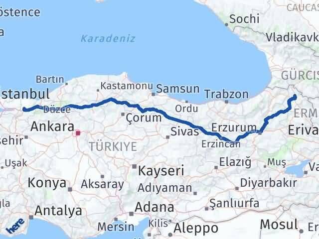 Sakarya Hanak Ardahan Arası Kaç Km - Yol Haritası