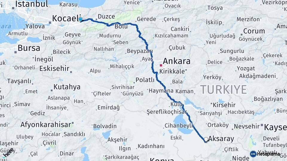 Sakarya Hendek Aksaray Arası Kaç Km - Yol Haritası