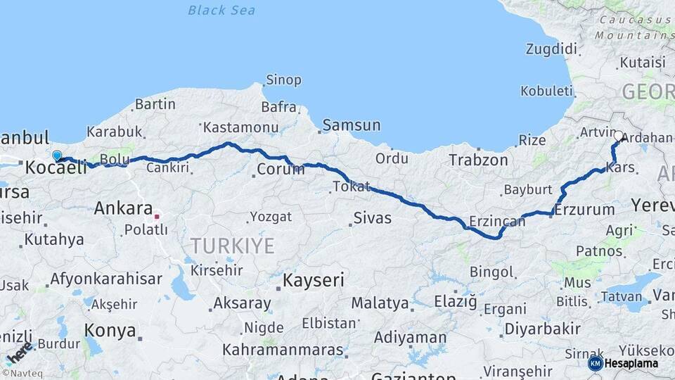 Sakarya Hendek Ardahan Arası Kaç Km - Yol Haritası