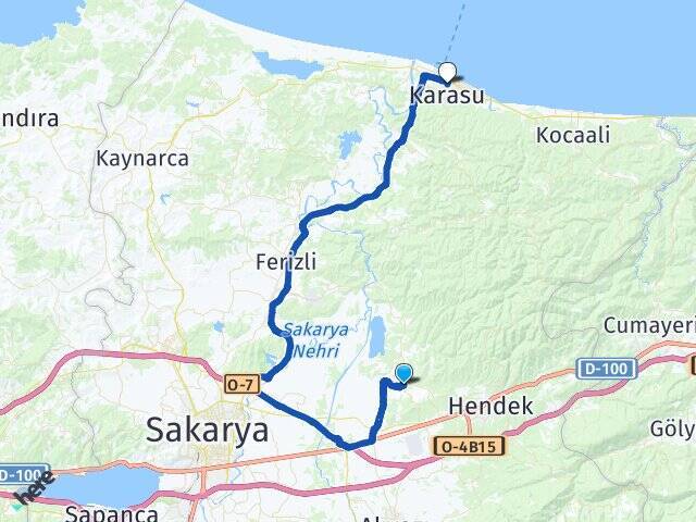 Aşağıçalıca Karasu Otogarı Arası Kaç Km - Yol Tarifi