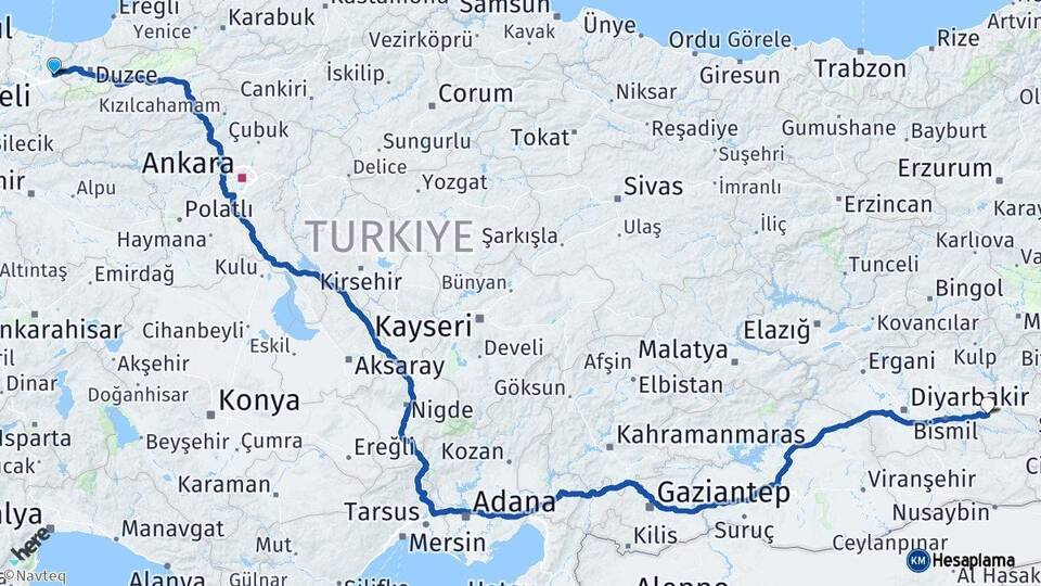 Sakarya Hendek Batman Arası Kaç Km - Yol Haritası