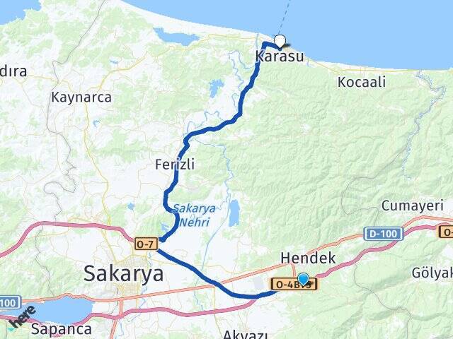Çakallık Karasu Otogarı Arası Kaç Km - Yol Tarifi