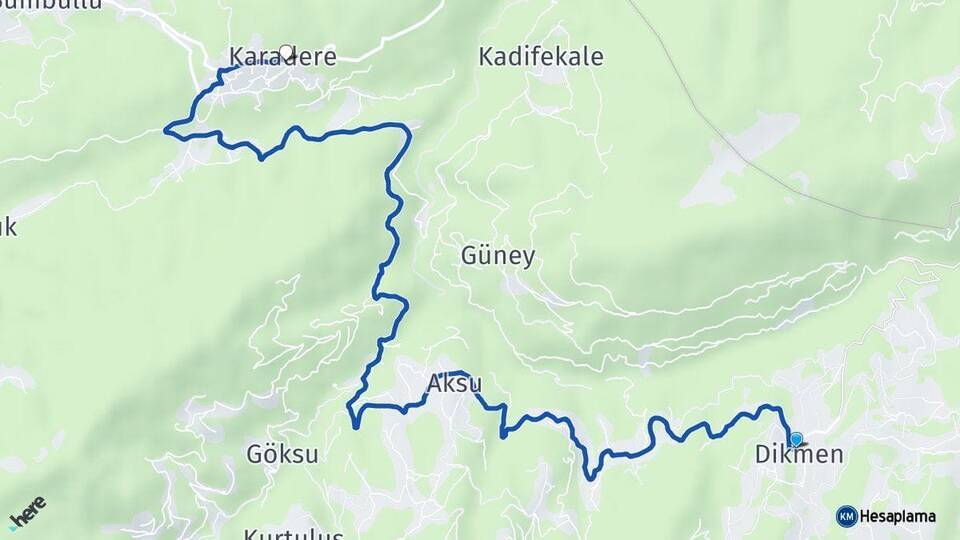Dikmen Karadere Arası Kaç Km - Yol Tarifi