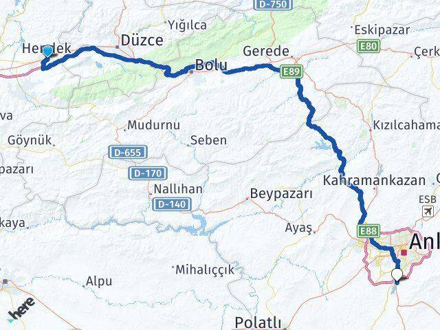 Sakarya Hendek Gölbaşı Ankara Arası Kaç Km - Yol Haritası