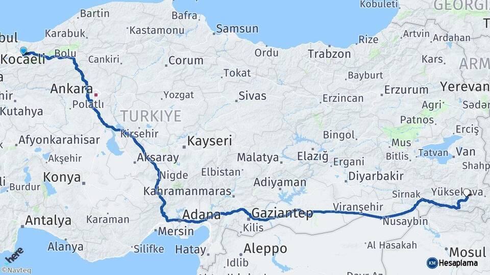 Sakarya Hendek Hakkari Arası Kaç Km - Yol Haritası