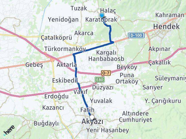 Karatoprak Akyazı Arası Kaç Km - Yol Tarifi
