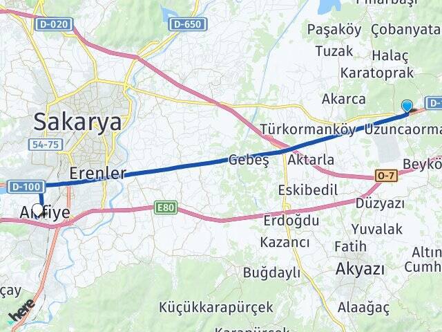 Kargalı Hanbaba Arifiye YHT Garı Arası Kaç Km - Yol Tarifi