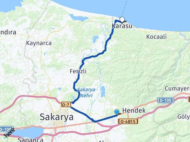 Kargalı Hanbaba Karasu Otogarı Arası Kaç Km - Yol Tarifi