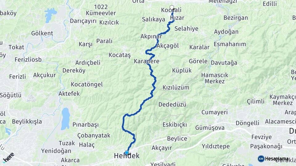 Sakarya Hendek Kocaali Arası Kaç Km - Yol Haritası