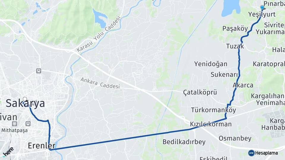 Kurtköy Sakarya Arası Kaç Km - Yol Tarifi