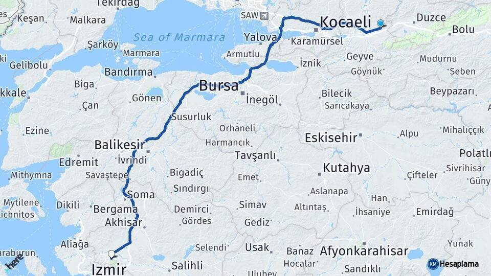 Sakarya Hendek Manisa Arası Kaç Km - Yol Haritası