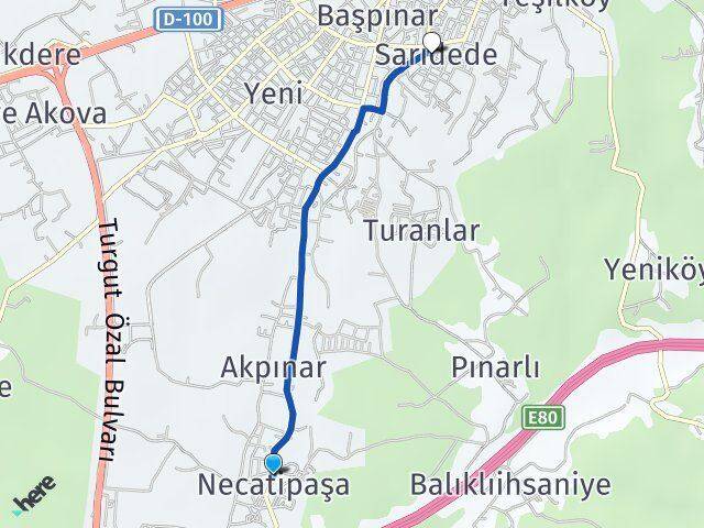 Necatipaşa Sarıdede Arası Kaç Km - Yol Tarifi