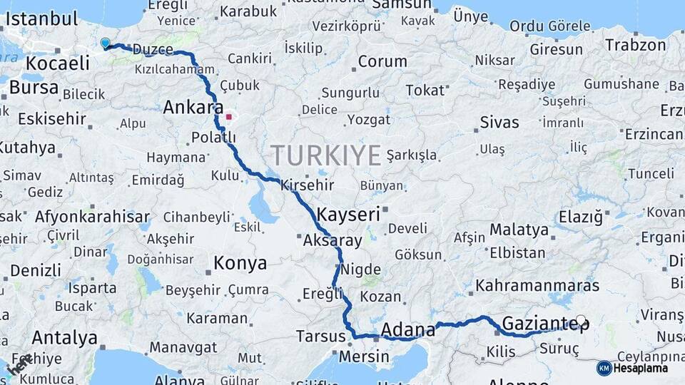 Sakarya Hendek Şanlıurfa Arası Kaç Km - Yol Haritası
