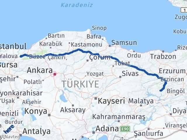 Sakarya Hendek Tunceli Arası Kaç Km - Yol Haritası
