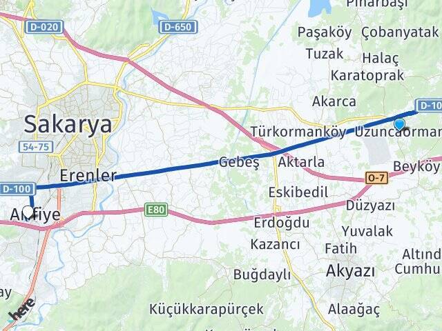 Uzuncaorman Arifiye YHT Garı Arası Kaç Km - Yol Tarifi