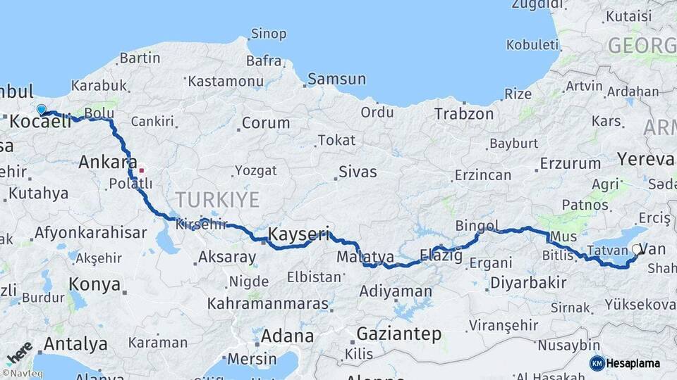 Sakarya Hendek Van Arası Kaç Km - Yol Haritası