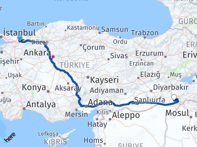Sakarya İdil Şırnak Arası Kaç Km - Yol Haritası