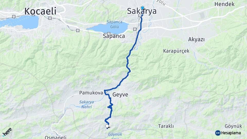 Sakarya Karacaören Geyve Arası Kaç Km - Yol Haritası