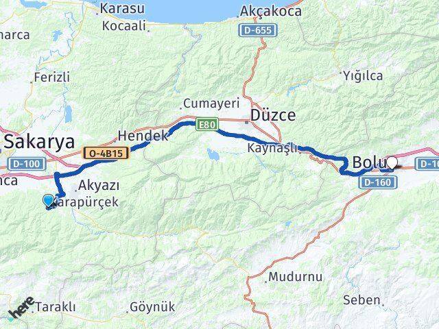 Karapürçek Bolu Arası Kaç Km - Yol Tarifi
