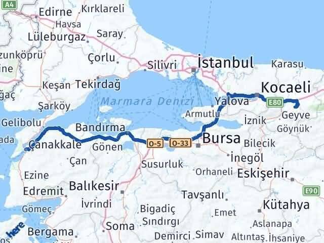 Karapürçek Çanakkale Arası Kaç Km - Yol Tarifi