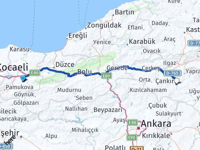 Karapürçek Çankırı Arası Kaç Km - Yol Tarifi