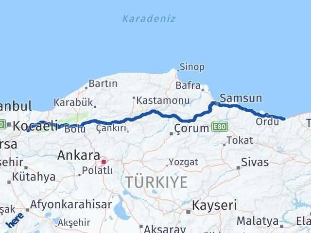Karapürçek Giresun Arası Kaç Km - Yol Tarifi