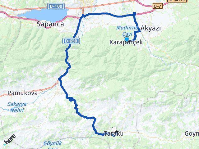 Sakarya Karapürçek Taraklı Arası Kaç Km - Yol Haritası