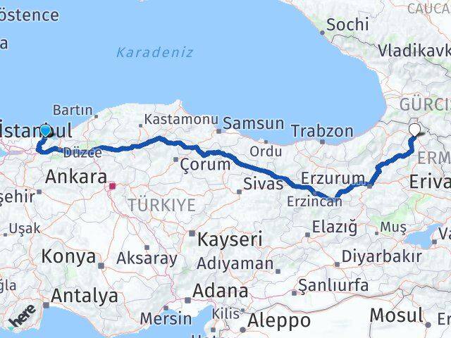 Sakarya Karasu Ardahan Arası Kaç Km - Yol Haritası