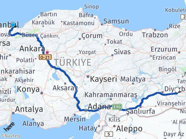 Sakarya Karasu Batman Arası Kaç Km - Yol Haritası