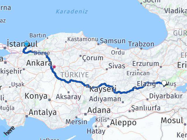 Sakarya Karasu Muş Arası Kaç Km - Yol Haritası