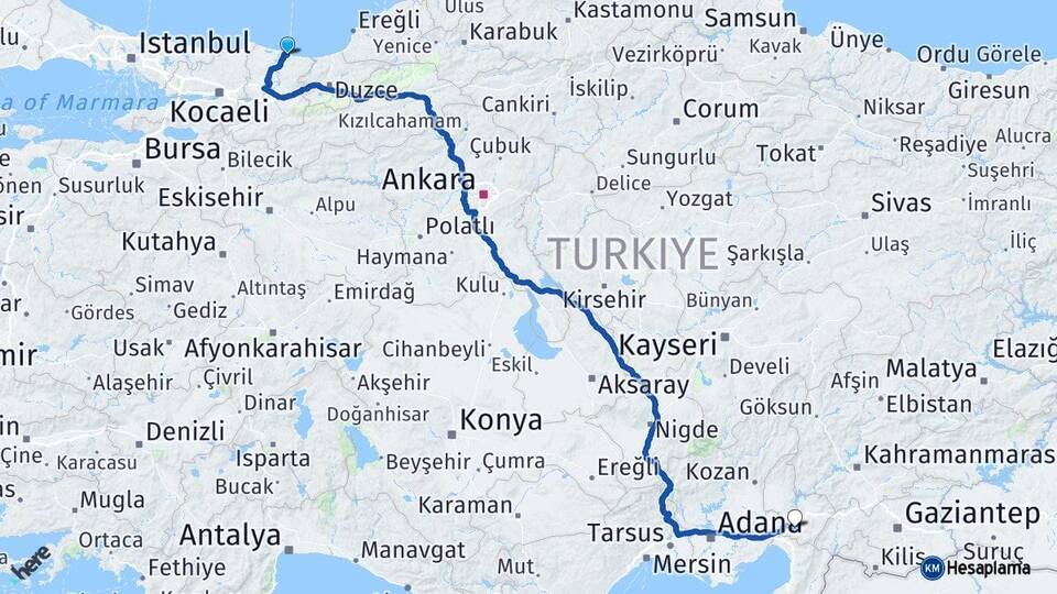 Sakarya Karasu Osmaniye Arası Kaç Km - Yol Haritası