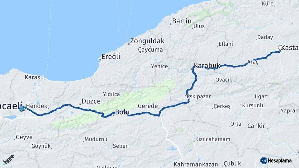 Sakarya Kastamonu Arası Kaç Km - Yol Haritası