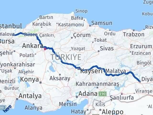 Sakarya Kayapınar Diyarbakır Arası Kaç Km - Yol Haritası